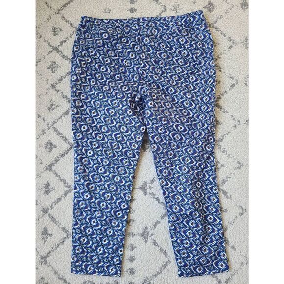 Coldwater Creek Chino Pants Womens 16 Blue Natural Fit Kaleidoscope Print Trendy - Picture 7 of 8